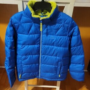 L.L. Bean Kids Blue and Yellow Puffer Jacket